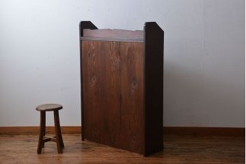 アンティーク家具　大正ロマン　銀モールガラス入り本箱