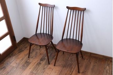 ヴィンテージ家具　イギリスビンテージ　アーコール　ゴールドスミスチェア2脚セット(3)