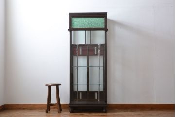 アンティーク家具　大正ロマン　当時物色ガラス入りガラスケース