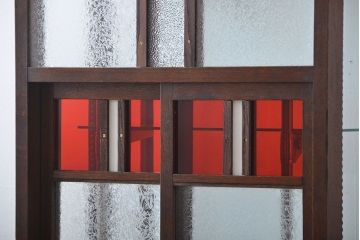 アンティーク家具　大正ロマン　当時物色ガラス入りガラスケース