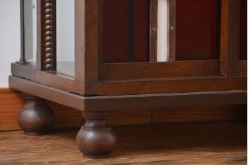 アンティーク家具　大正ロマン　当時物色ガラス入りガラスケース