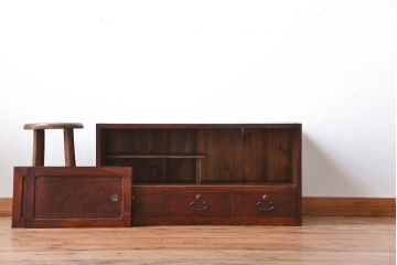 アンティーク家具　古民具・骨董　前面欅材!漆塗り時代箪笥ローボード(1)