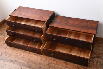 アンティーク家具　古民具・骨董　前面欅材!漆塗り時代箪笥(2)