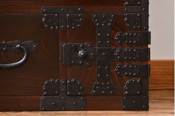 アンティーク家具　古民具・骨董　総欅材!観音開き重ね時代箪笥