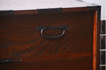 アンティーク家具　古民具・骨董　総欅材!観音開き重ね時代箪笥