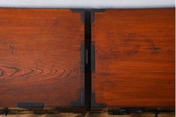 アンティーク家具　古民具・骨董　総欅材!観音開き重ね時代箪笥