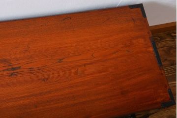 アンティーク家具　古民具・骨董　総欅材!観音開き重ね時代箪笥