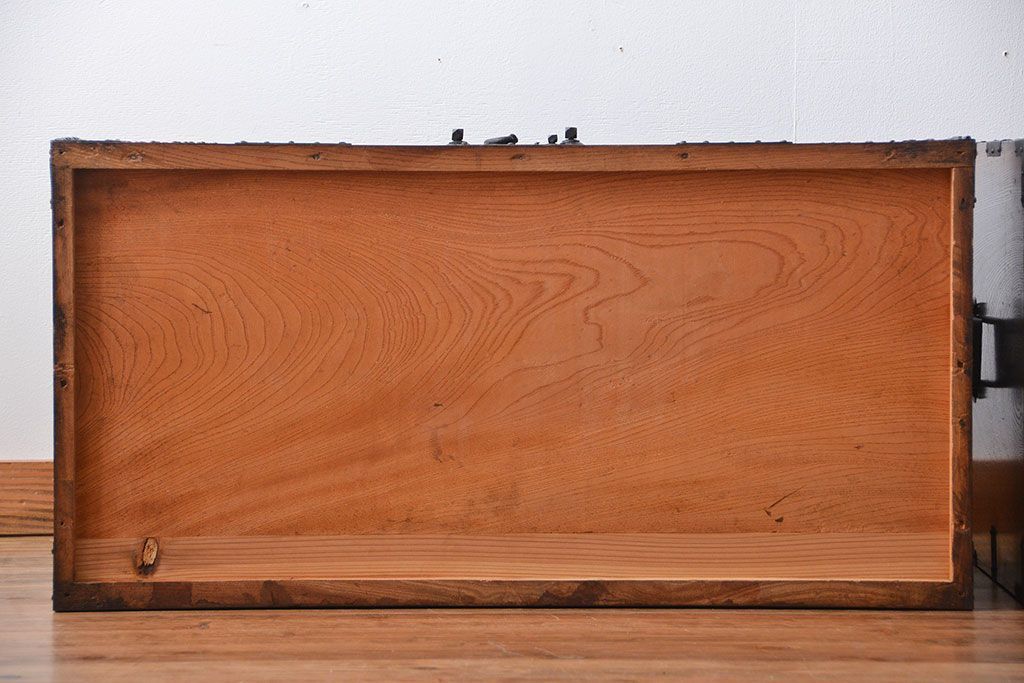 アンティーク家具　古民具・骨董　総欅材!観音開き重ね時代箪笥