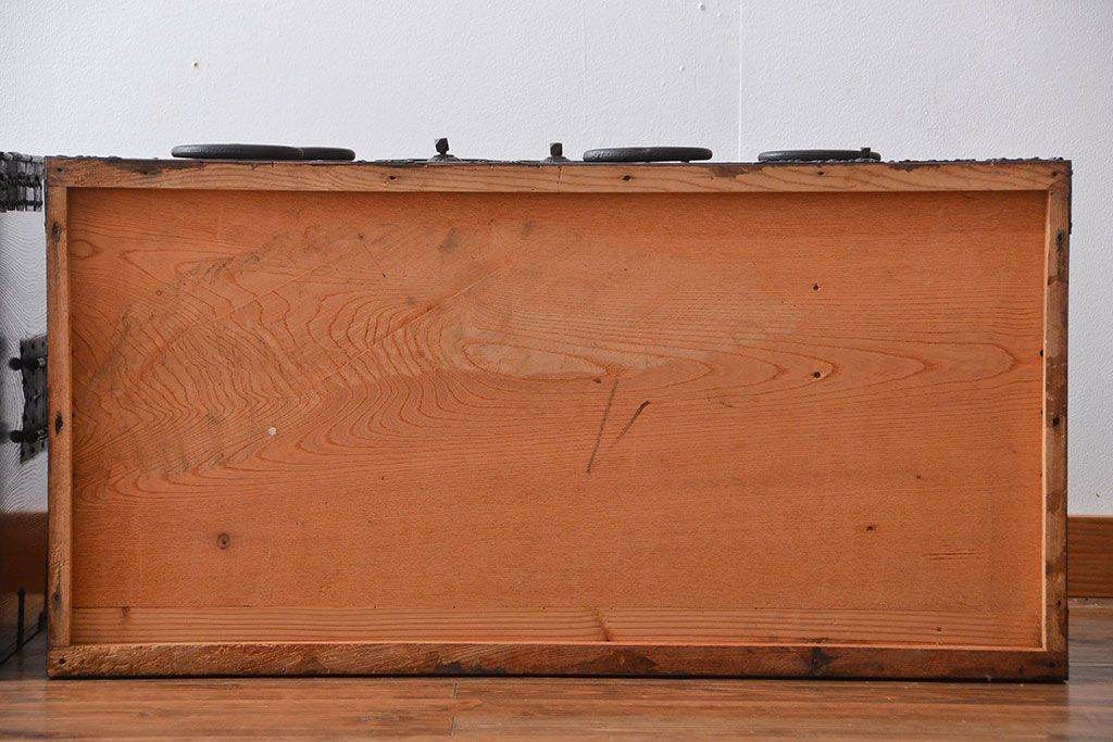 アンティーク家具　古民具・骨董　総欅材!観音開き重ね時代箪笥