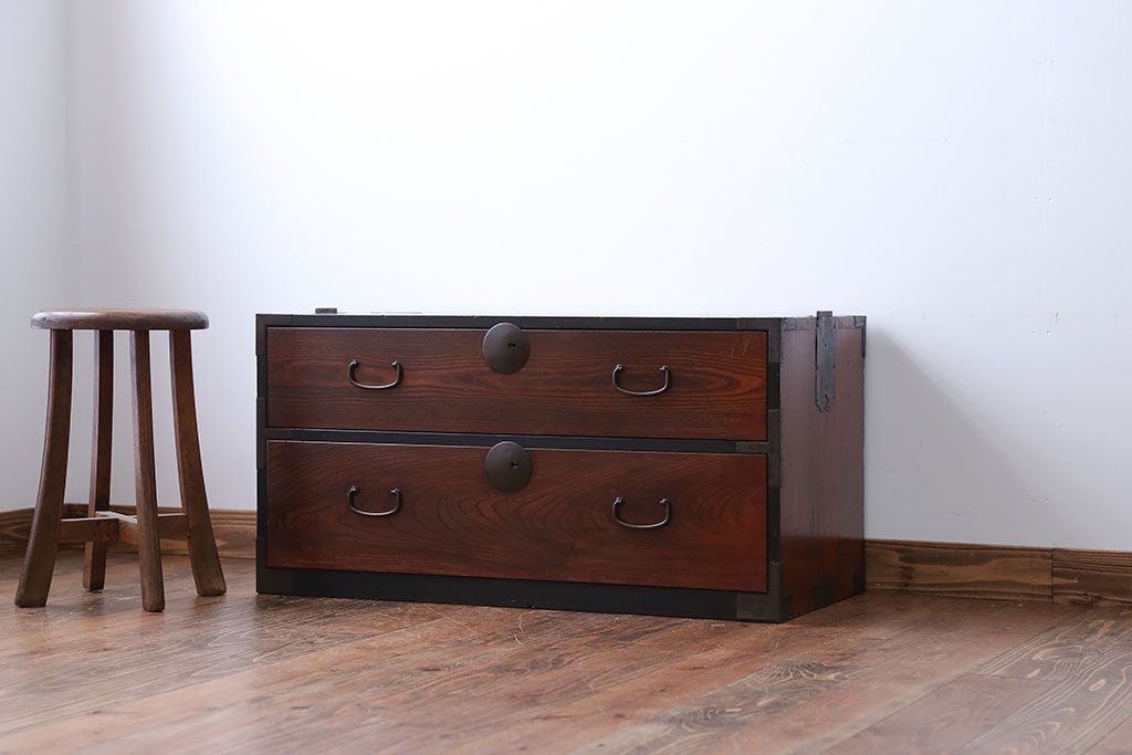 アンティーク家具　古民具・骨董　前面欅材!衣装箪笥