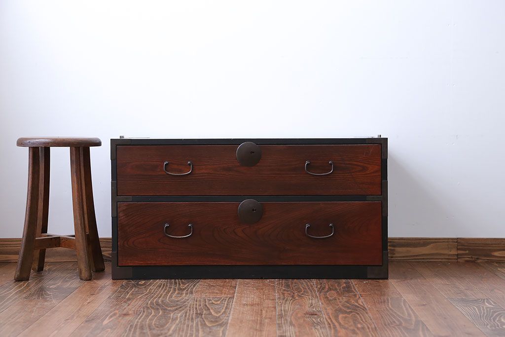 【専用】骨董　アンティーク家具　古民具　脚付き時代箪笥テレビボード 7krk23.jpg