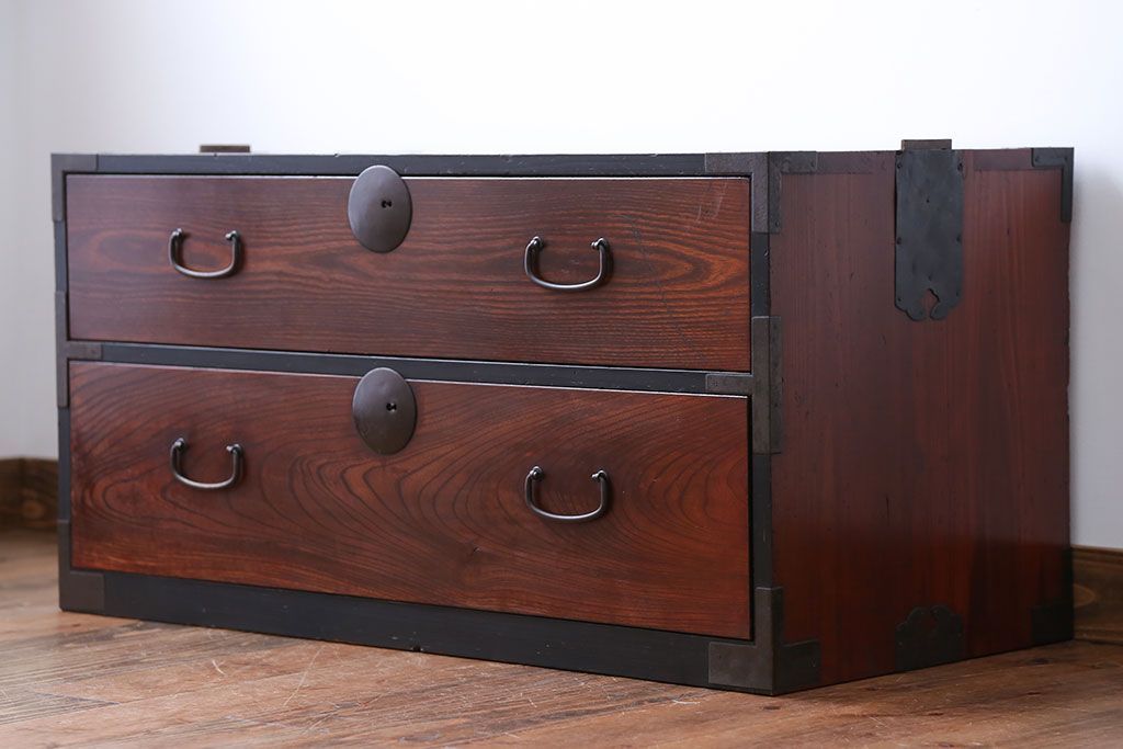 アンティーク家具　古民具・骨董　前面欅材!衣装箪笥