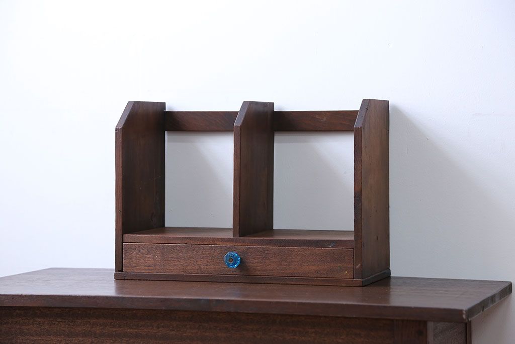 レトロ家具　昭和レトロ　ガラスの取っ手付き本立て