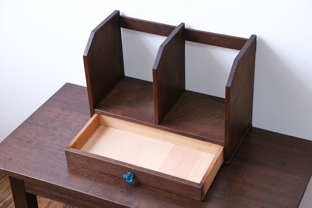 レトロ家具　昭和レトロ　ガラスの取っ手付き本立て