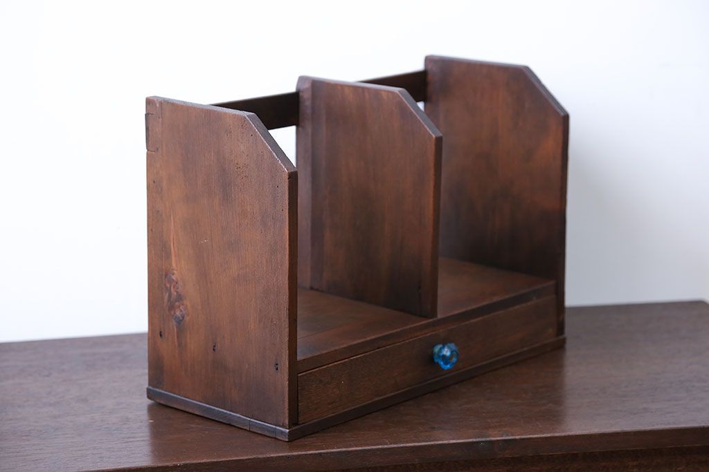 レトロ家具　昭和レトロ　ガラスの取っ手付き本立て