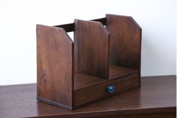 レトロ家具　昭和レトロ　ガラスの取っ手付き本立て