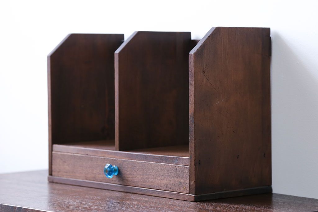 レトロ家具　昭和レトロ　ガラスの取っ手付き本立て