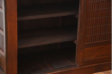 アンティーク家具　モダンな縦桟引き戸水屋箪笥サイドボード(2)