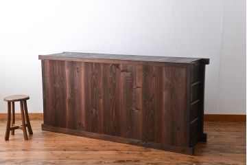 アンティーク家具　モダンな縦桟引き戸水屋箪笥サイドボード(2)