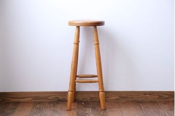 アンティーク家具　イギリスアンティーク　オーク材　ハイスツール(1)