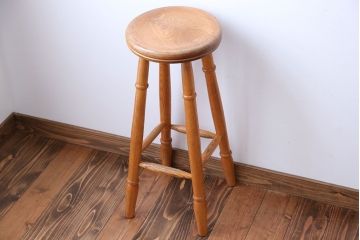 アンティーク家具　イギリスアンティーク　オーク材　ハイスツール(1)