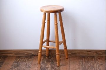 アンティーク家具　イギリスアンティーク　オーク材　ハイスツール(1)