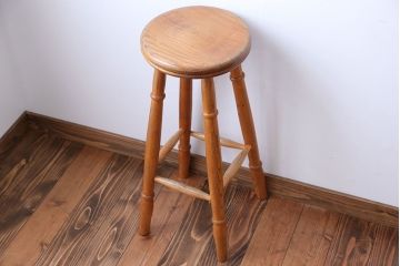 アンティーク家具　イギリスアンティーク　オーク材　ハイスツール(2)