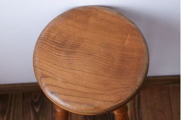 アンティーク家具　イギリスアンティーク　オーク材　ハイスツール(2)