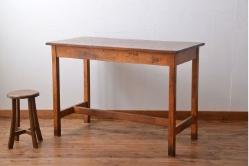アンティーク家具　イギリスアンティーク　古い学校の作業台(2)