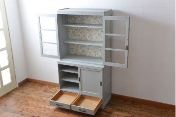 アンティーク家具　アンティークペイント　かわいい食器棚