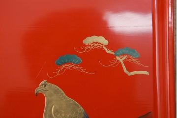 アンティーク雑貨　大正〜昭和初期 古い蒔絵の木製お膳 5枚(漆器)