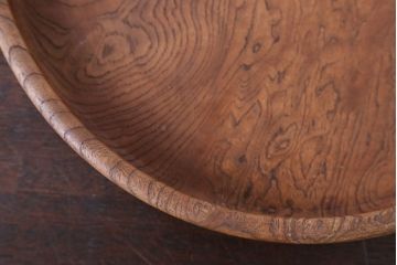 欅無垢 刳り貫き時代丸盆 2点セット(玉杢)