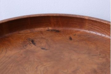 欅無垢 刳り貫き時代丸盆 2点セット(玉杢)