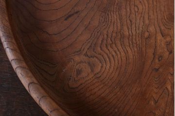 欅無垢 刳り貫き時代丸盆 2点セット(玉杢)