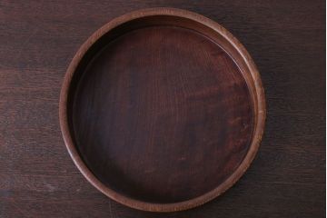 欅無垢 刳り貫き時代丸盆 2点セット(玉杢)