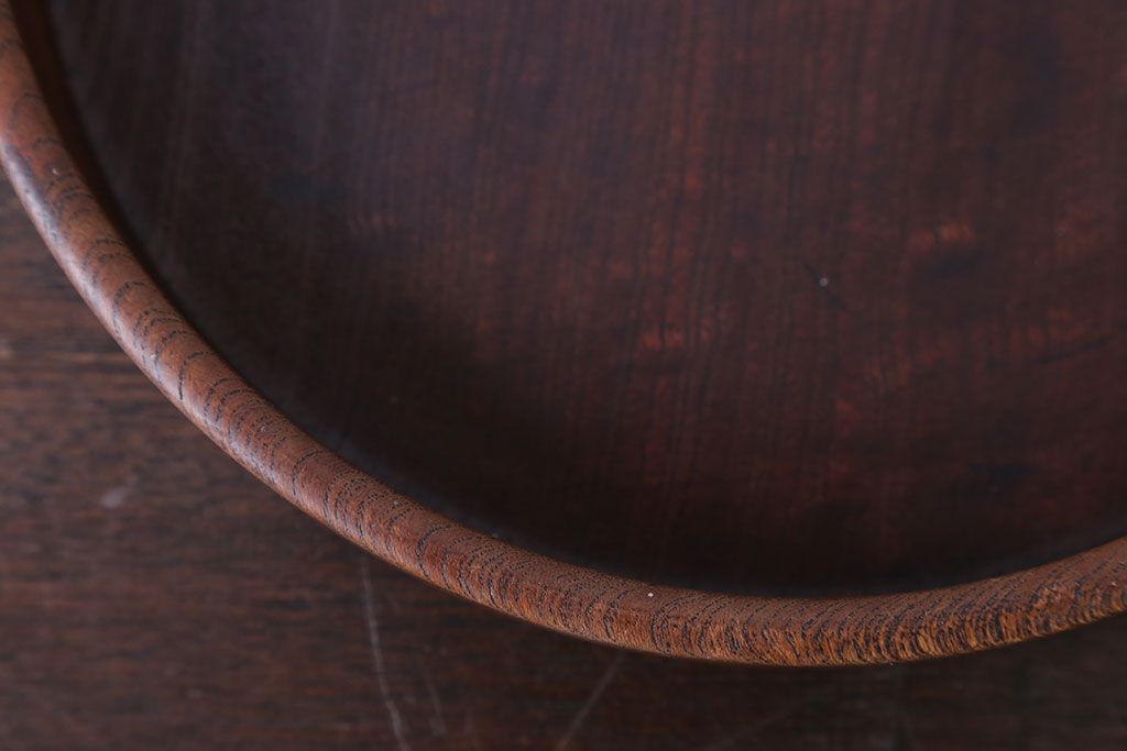 欅無垢 刳り貫き時代丸盆 2点セット(玉杢)