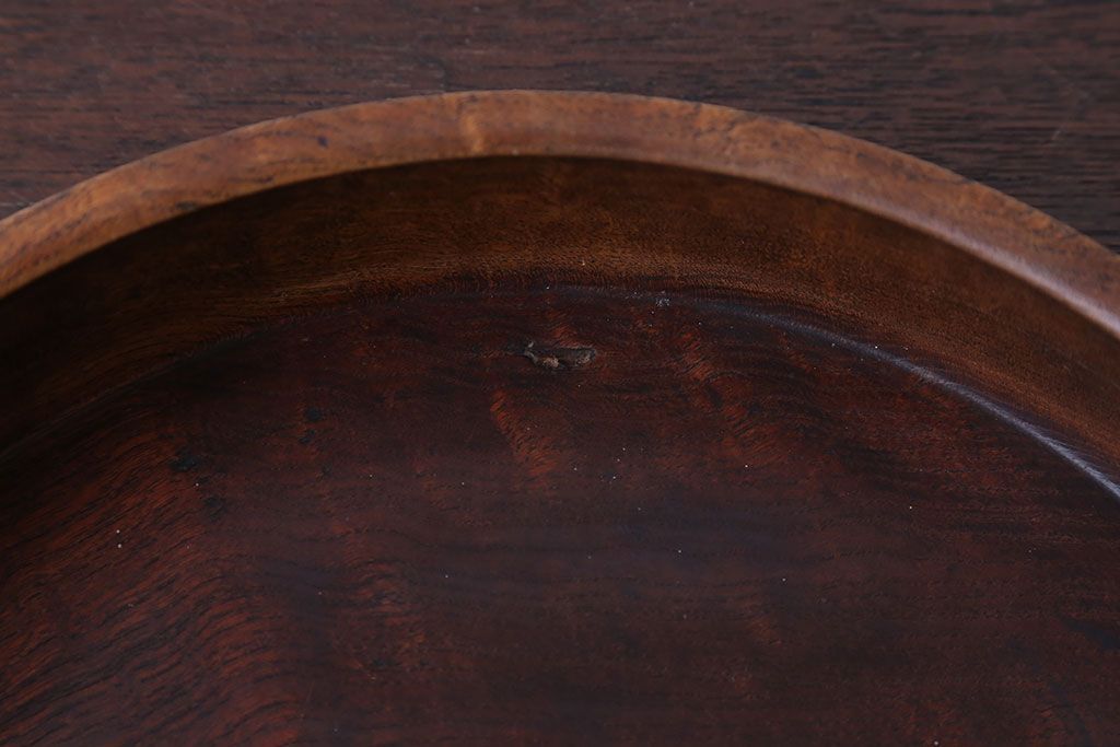 欅無垢 刳り貫き時代丸盆 2点セット(玉杢)