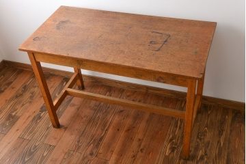 アンティーク家具　イギリスアンティーク　古い学校の作業台(3)