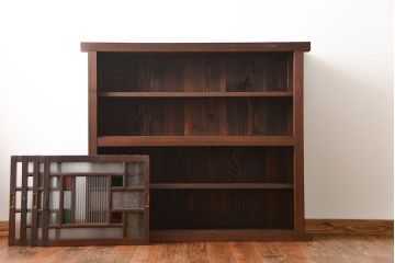 アンティーク家具　大正ロマン　当時物色ガラス入り収納棚