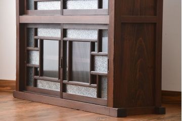 アンティーク家具　大正ロマン　当時物色ガラス入り収納棚