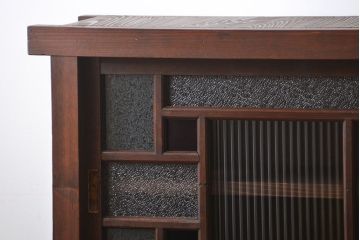 アンティーク家具　大正ロマン　当時物色ガラス入り収納棚