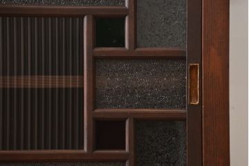 アンティーク家具　大正ロマン　当時物色ガラス入り収納棚