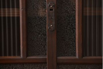 アンティーク家具　大正ロマン　当時物色ガラス入り収納棚