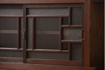 アンティーク家具　大正ロマン　当時物色ガラス入り収納棚