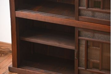 アンティーク家具　大正ロマン　当時物色ガラス入り収納棚