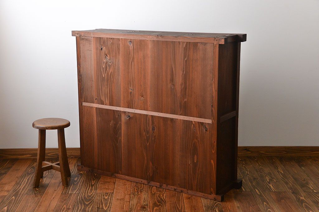 アンティーク家具　大正ロマン　当時物色ガラス入り収納棚