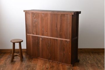 アンティーク家具　大正ロマン　当時物色ガラス入り収納棚