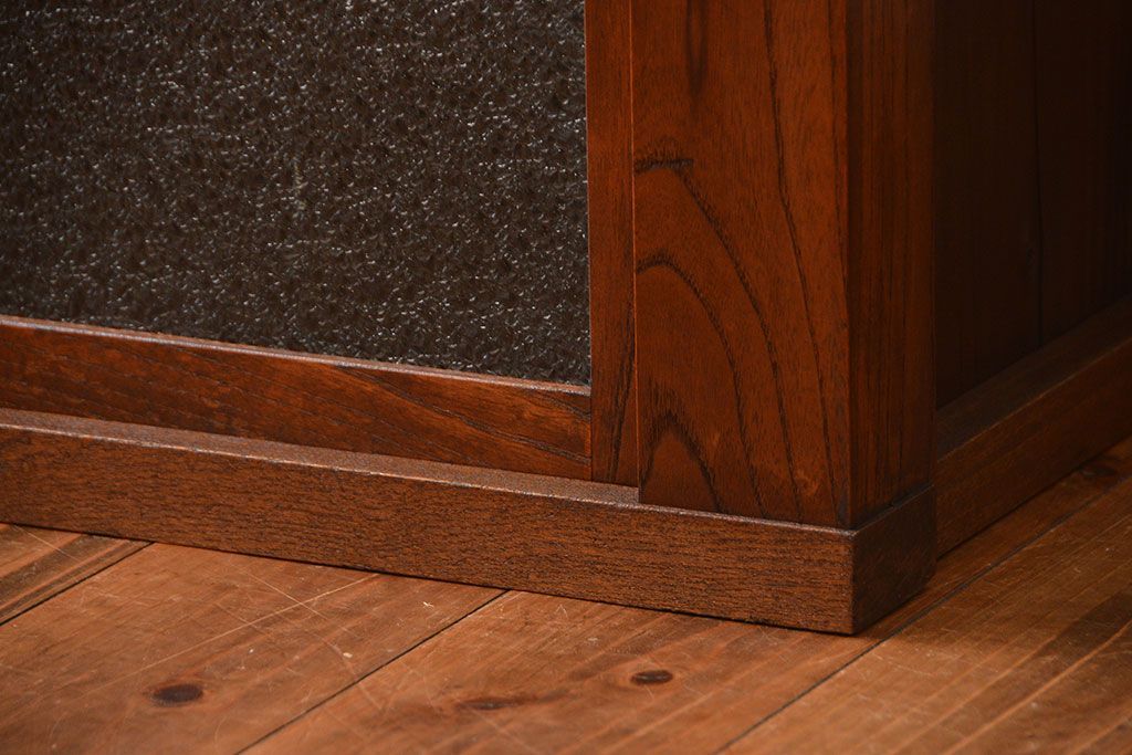 アンティーク家具　欅材!ダイヤガラス入り置き床