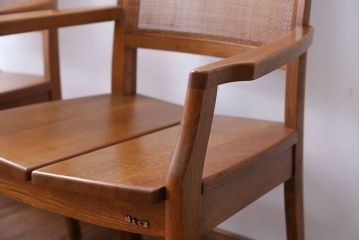 中古　浜本工芸　ナラ材のアームチェア2脚セット