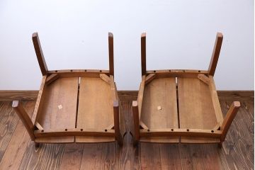中古　浜本工芸　ナラ材のアームチェア2脚セット